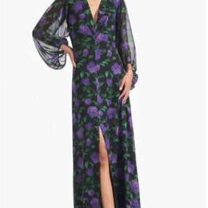 Sachin + Babi Black and Purple Floral Maxi Dress
